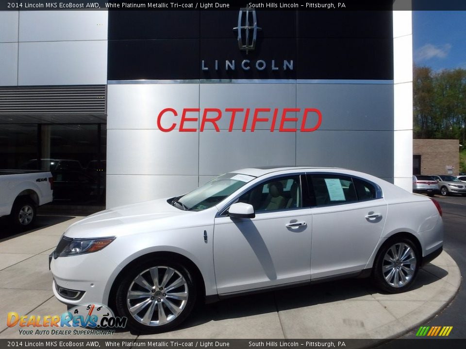 2014 Lincoln MKS EcoBoost AWD White Platinum Metallic Tri-coat / Light Dune Photo #1