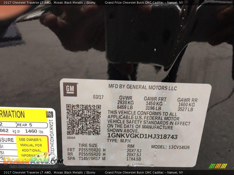 2017 Chevrolet Traverse LT AWD Mosaic Black Metallic / Ebony Photo #11
