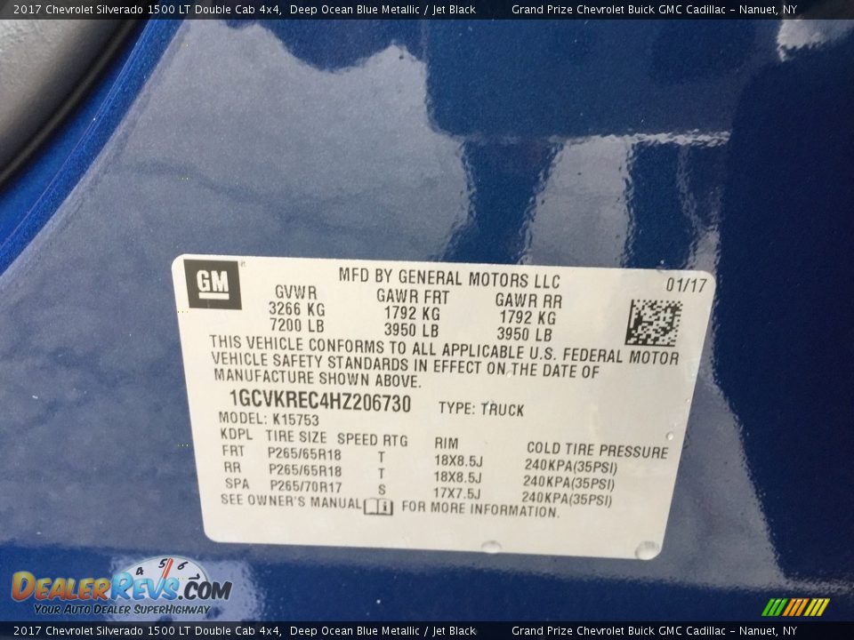2017 Chevrolet Silverado 1500 LT Double Cab 4x4 Deep Ocean Blue Metallic / Jet Black Photo #11