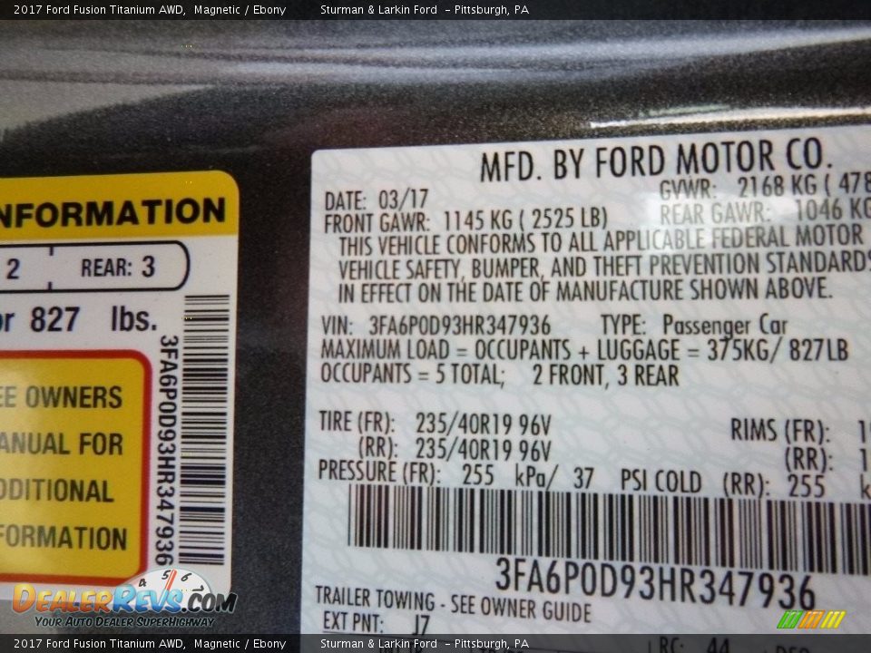 2017 Ford Fusion Titanium AWD Magnetic / Ebony Photo #11