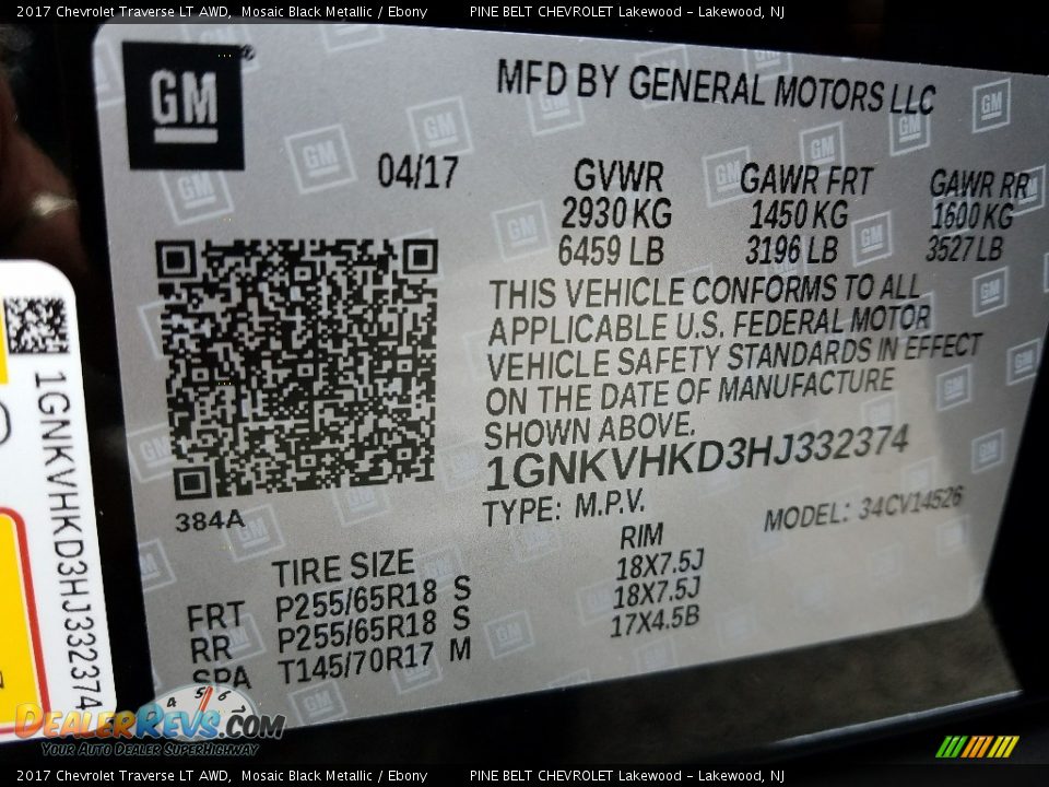 2017 Chevrolet Traverse LT AWD Mosaic Black Metallic / Ebony Photo #7