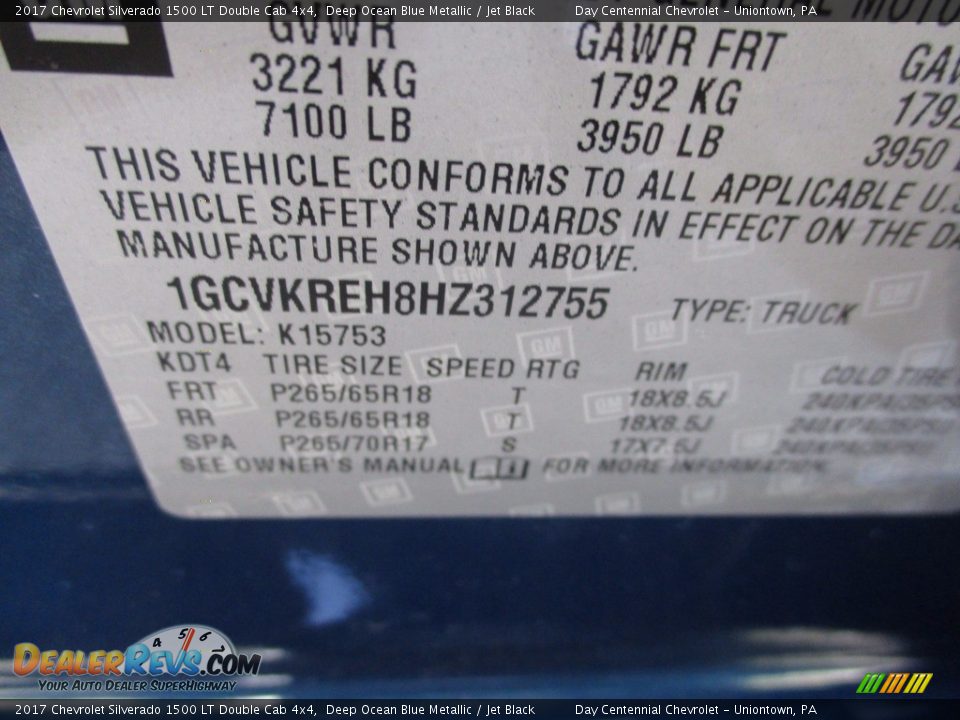 2017 Chevrolet Silverado 1500 LT Double Cab 4x4 Deep Ocean Blue Metallic / Jet Black Photo #19