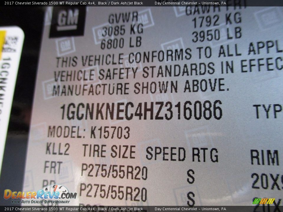 2017 Chevrolet Silverado 1500 WT Regular Cab 4x4 Black / Dark Ash/Jet Black Photo #19