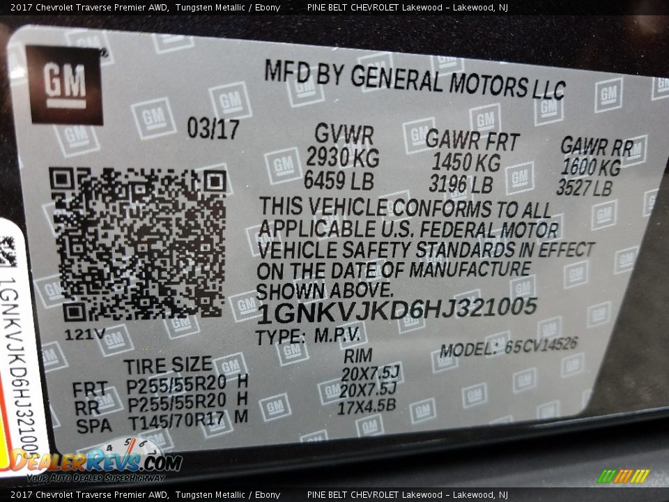 2017 Chevrolet Traverse Premier AWD Tungsten Metallic / Ebony Photo #7