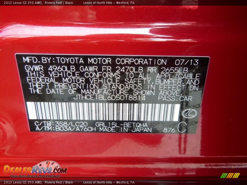 2013 Lexus GS 350 AWD Riviera Red / Black Photo #12