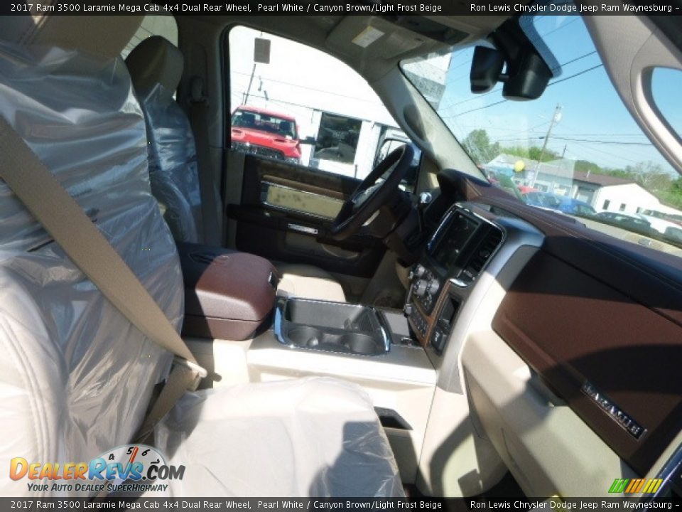2017 Ram 3500 Laramie Mega Cab 4x4 Dual Rear Wheel Pearl White / Canyon Brown/Light Frost Beige Photo #8