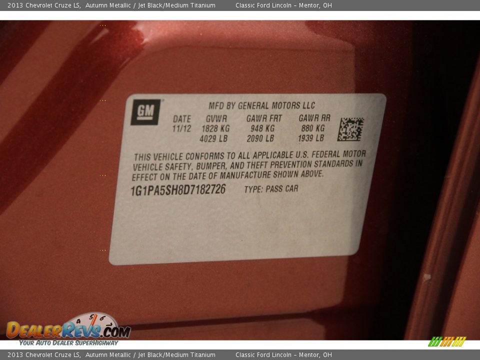 2013 Chevrolet Cruze LS Autumn Metallic / Jet Black/Medium Titanium Photo #15