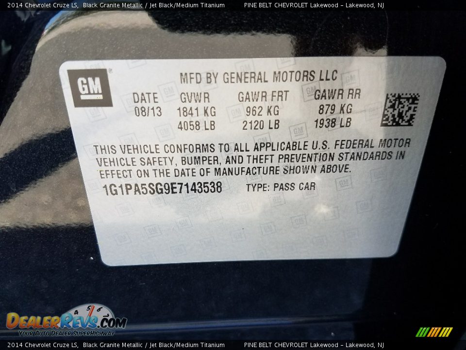 2014 Chevrolet Cruze LS Black Granite Metallic / Jet Black/Medium Titanium Photo #18