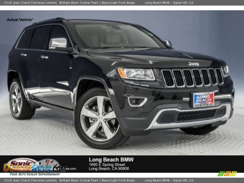 2016 Jeep Grand Cherokee Limited Brilliant Black Crystal Pearl / Black/Light Frost Beige Photo #1