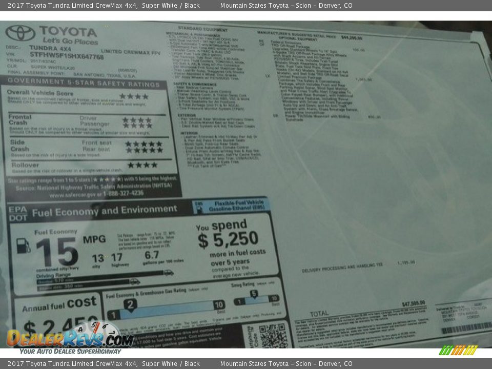 2017 Toyota Tundra Limited CrewMax 4x4 Super White / Black Photo #10