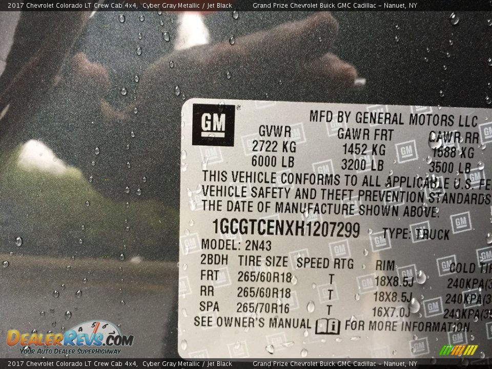 2017 Chevrolet Colorado LT Crew Cab 4x4 Cyber Gray Metallic / Jet Black Photo #12