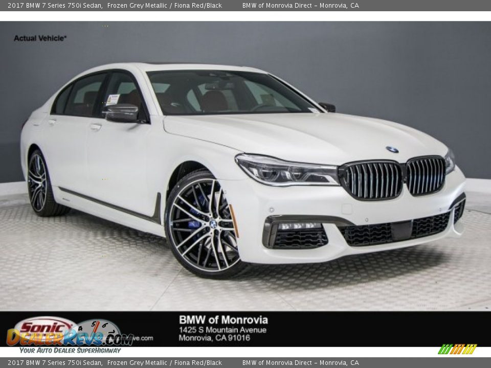 2017 BMW 7 Series 750i Sedan Frozen Grey Metallic / Fiona Red/Black Photo #1