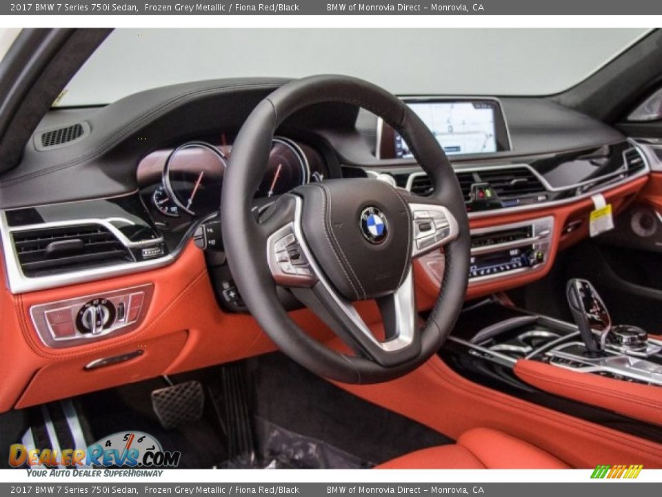 2017 BMW 7 Series 750i Sedan Frozen Grey Metallic / Fiona Red/Black Photo #4