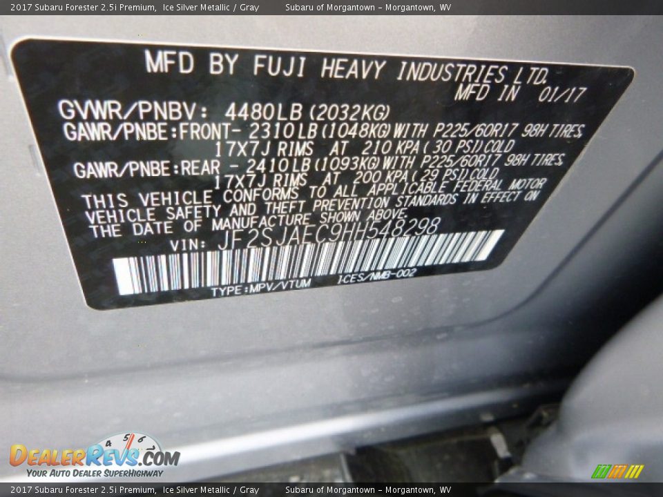 2017 Subaru Forester 2.5i Premium Ice Silver Metallic / Gray Photo #16