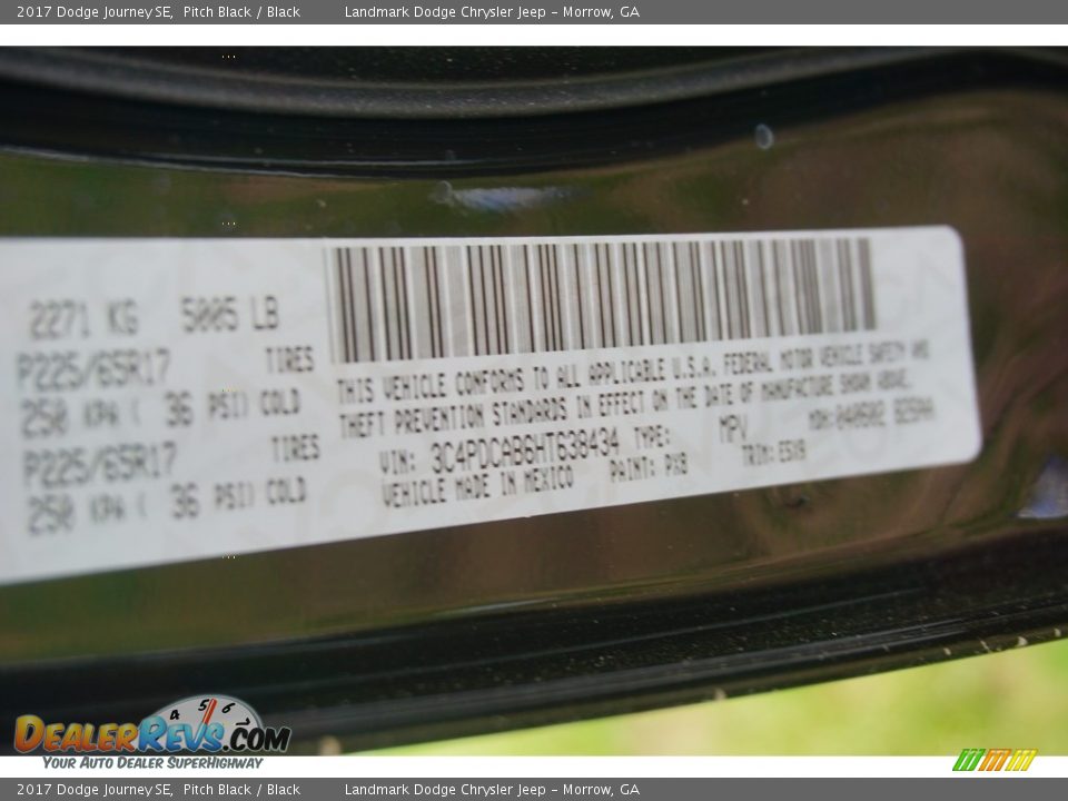2017 Dodge Journey SE Pitch Black / Black Photo #9