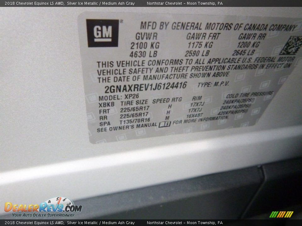 2018 Chevrolet Equinox LS AWD Silver Ice Metallic / Medium Ash Gray Photo #16