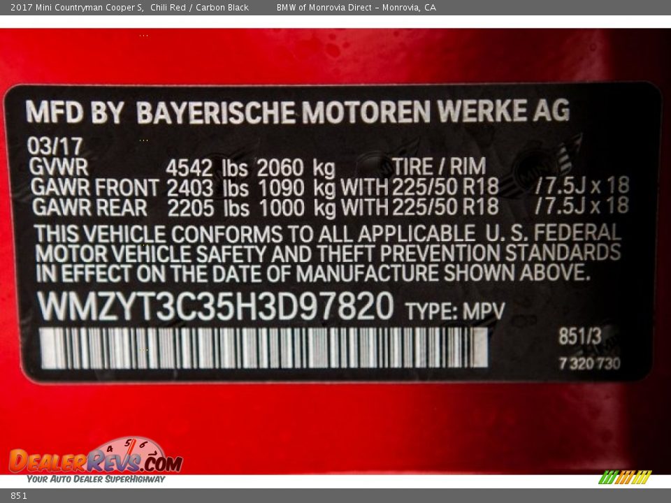 Mini Color Code 851 Chili Red