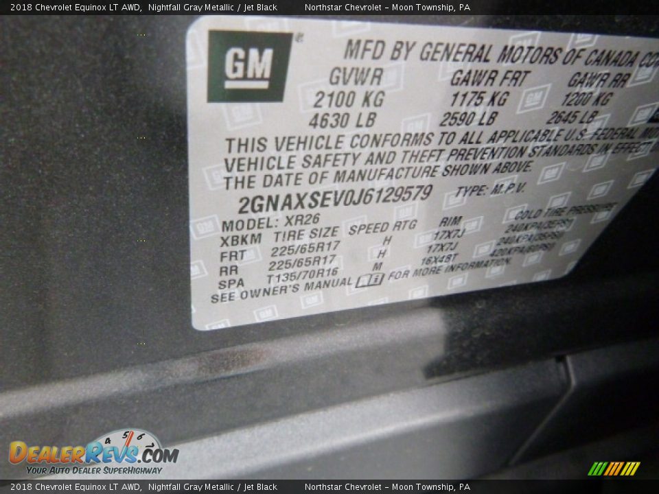 2018 Chevrolet Equinox LT AWD Nightfall Gray Metallic / Jet Black Photo #17