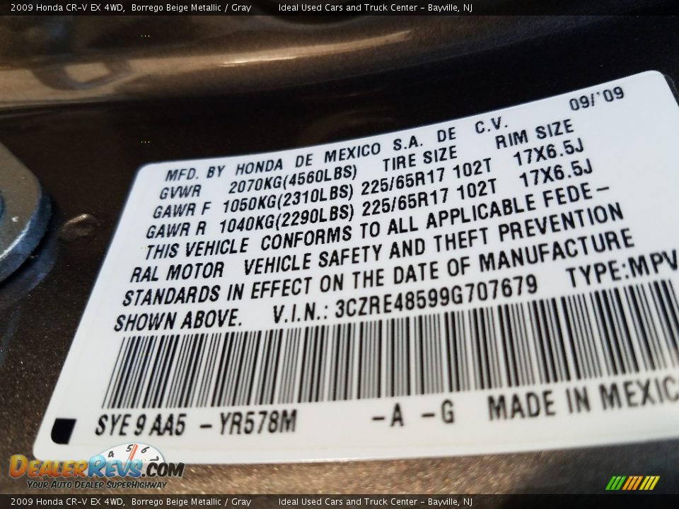 2009 Honda CR-V EX 4WD Borrego Beige Metallic / Gray Photo #6