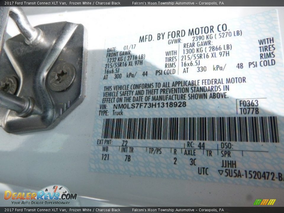 2017 Ford Transit Connect XLT Van Frozen White / Charcoal Black Photo #10