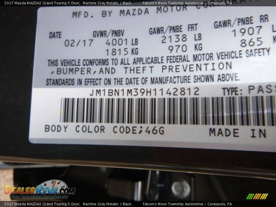 2017 Mazda MAZDA3 Grand Touring 5 Door Machine Gray Metallic / Black Photo #11