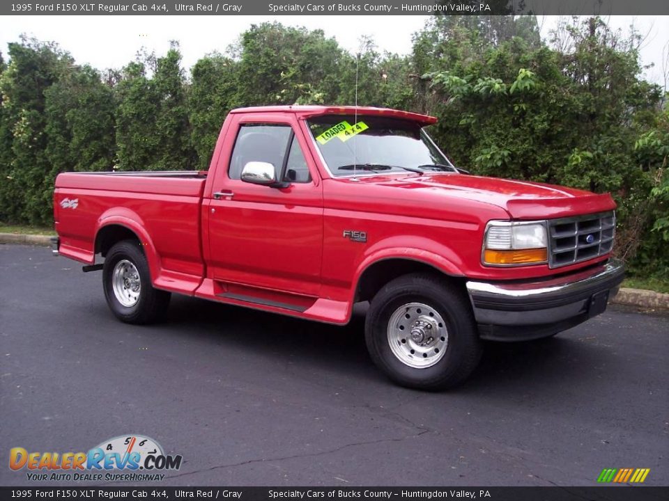 1995 Ford F150 XLT Regular Cab 4x4 Ultra Red / Gray Photo #10