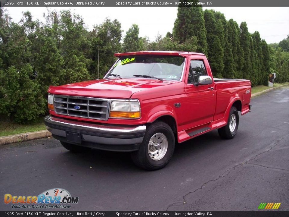 1995 Ford F150 XLT Regular Cab 4x4 Ultra Red / Gray Photo #20