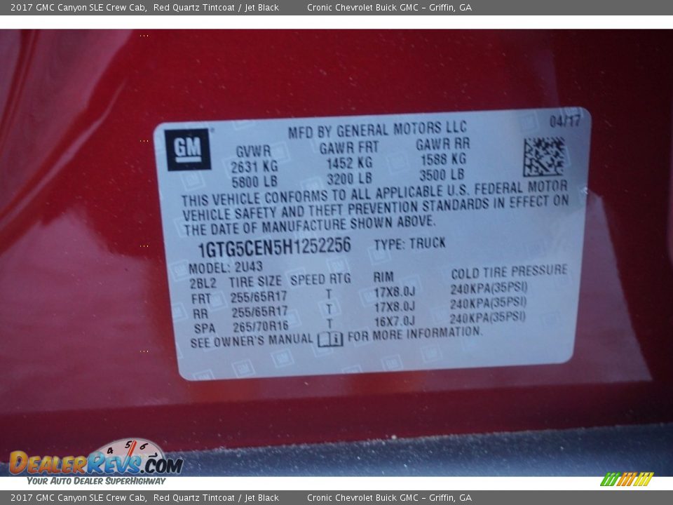 2017 GMC Canyon SLE Crew Cab Red Quartz Tintcoat / Jet Black Photo #15