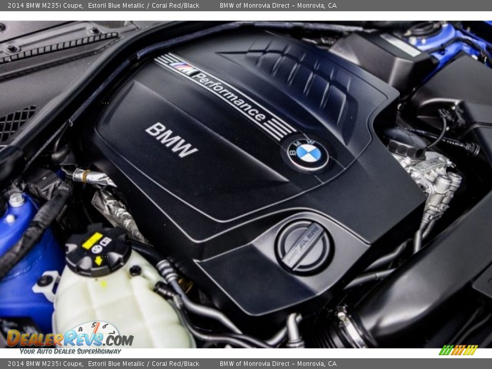 2014 BMW M235i Coupe Estoril Blue Metallic / Coral Red/Black Photo #28
