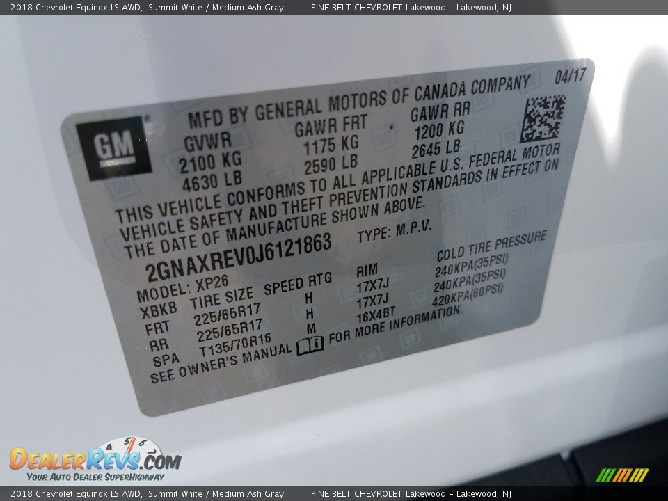 2018 Chevrolet Equinox LS AWD Summit White / Medium Ash Gray Photo #9