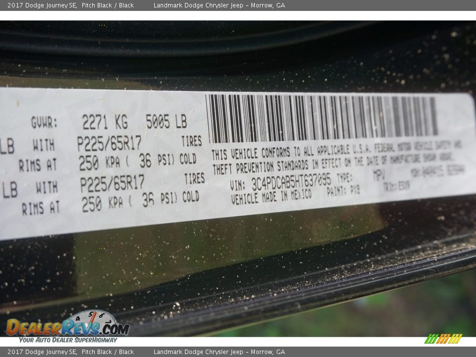 2017 Dodge Journey SE Pitch Black / Black Photo #9