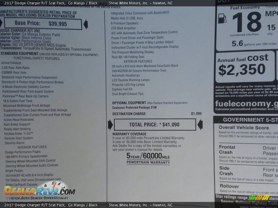2017 Dodge Charger R/T Scat Pack Go Mango / Black Photo #35