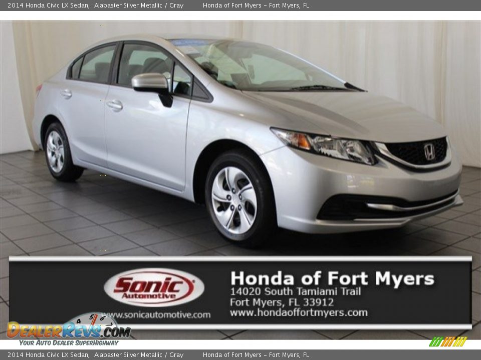 2014 Honda Civic LX Sedan Alabaster Silver Metallic / Gray Photo #1