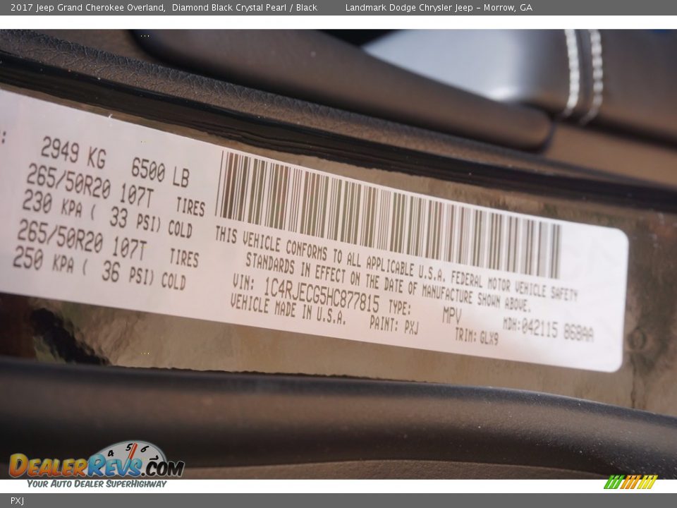 Jeep Color Code PXJ Diamond Black Crystal Pearl
