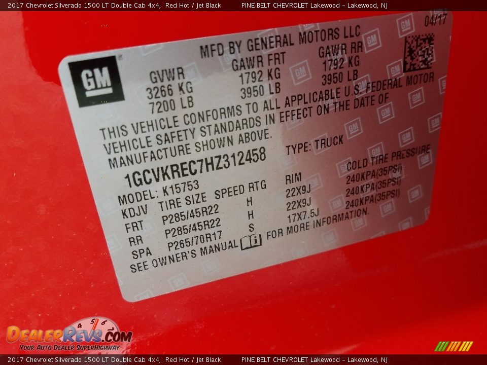 2017 Chevrolet Silverado 1500 LT Double Cab 4x4 Red Hot / Jet Black Photo #9