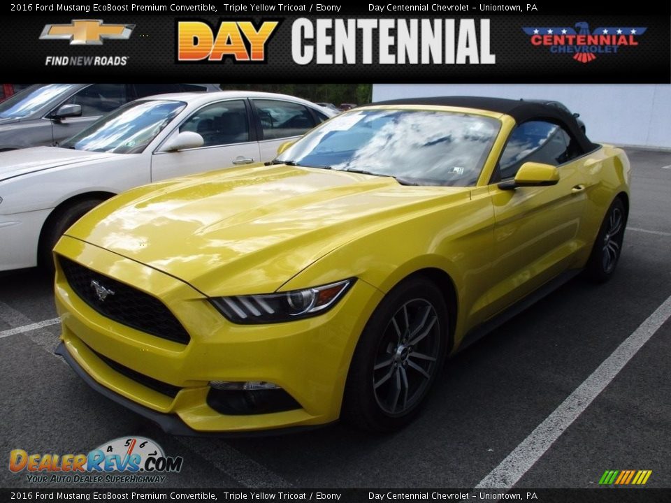 2016 Ford Mustang EcoBoost Premium Convertible Triple Yellow Tricoat / Ebony Photo #1