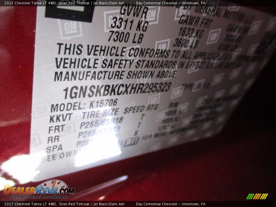 2017 Chevrolet Tahoe LT 4WD Siren Red Tintcoat / Jet Black/Dark Ash Photo #19