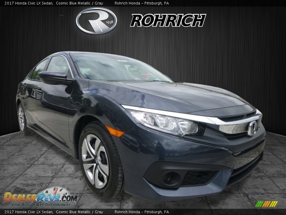 2017 Honda Civic LX Sedan Cosmic Blue Metallic / Gray Photo #1