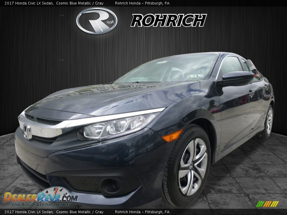 2017 Honda Civic LX Sedan Cosmic Blue Metallic / Gray Photo #4