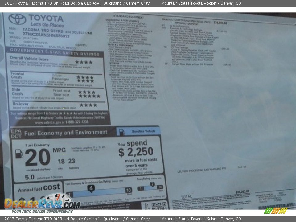 2017 Toyota Tacoma TRD Off Road Double Cab 4x4 Quicksand / Cement Gray Photo #10