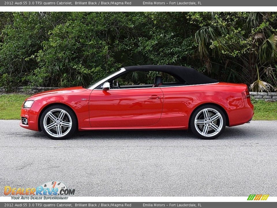2012 Audi S5 3.0 TFSI quattro Cabriolet Brilliant Black / Black/Magma Red Photo #26