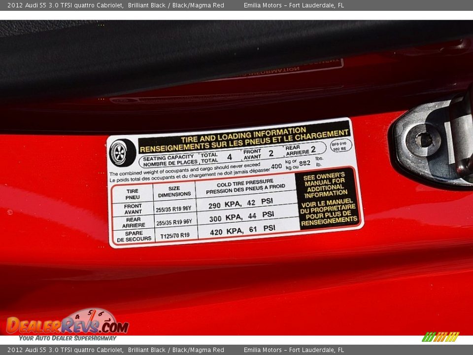 2012 Audi S5 3.0 TFSI quattro Cabriolet Brilliant Black / Black/Magma Red Photo #56