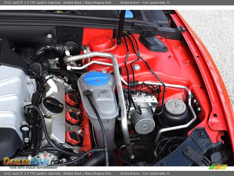 2012 Audi S5 3.0 TFSI quattro Cabriolet Brilliant Black / Black/Magma Red Photo #76