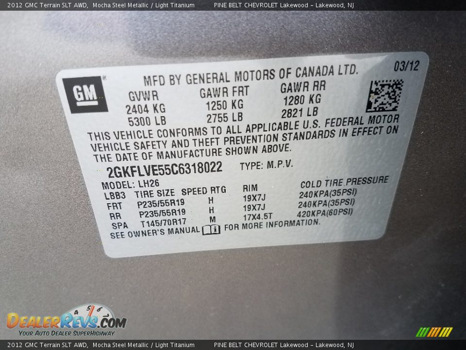 2012 GMC Terrain SLT AWD Mocha Steel Metallic / Light Titanium Photo #18