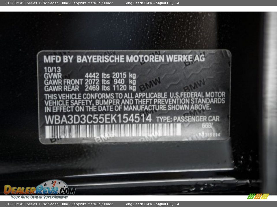 2014 BMW 3 Series 328d Sedan Black Sapphire Metallic / Black Photo #18