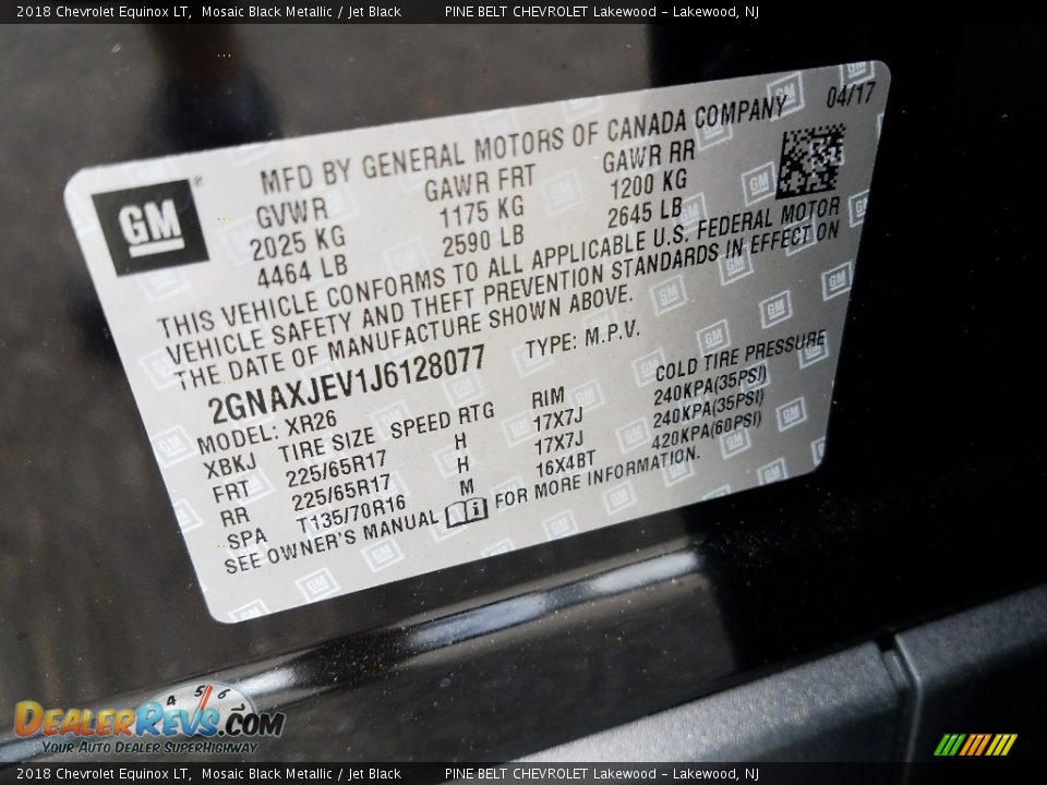 2018 Chevrolet Equinox LT Mosaic Black Metallic / Jet Black Photo #9