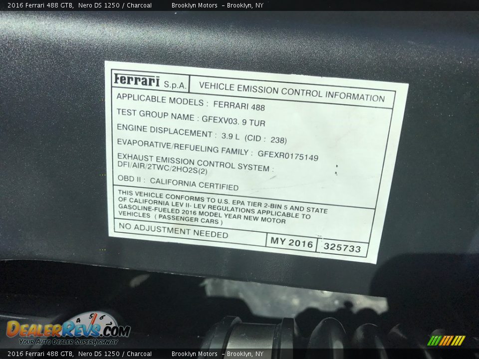 2016 Ferrari 488 GTB Nero DS 1250 / Charcoal Photo #33