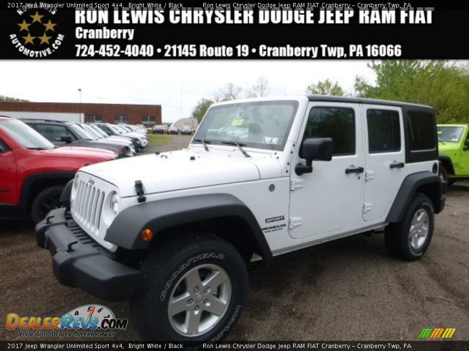 2017 Jeep Wrangler Unlimited Sport 4x4 Bright White / Black Photo #1
