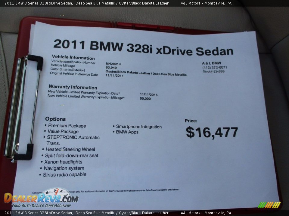 2011 BMW 3 Series 328i xDrive Sedan Deep Sea Blue Metallic / Oyster/Black Dakota Leather Photo #13
