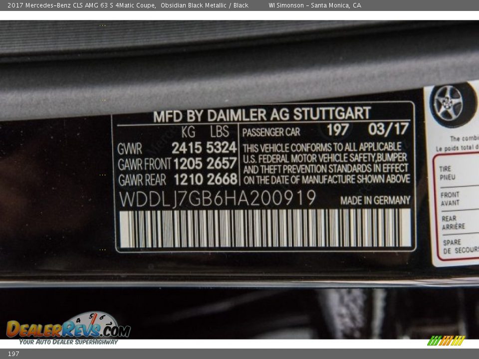 Mercedes-Benz Color Code 197 Obsidian Black Metallic